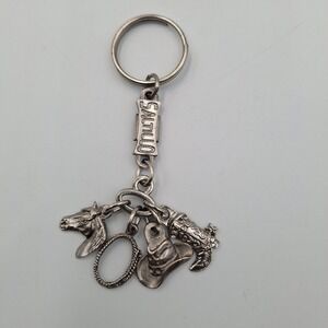 Saltillo Mexico Western Charm Keychain Horse Boot Hat Lasso Silver Tone Charro